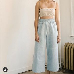 Harly Jae brand Aura pants in light denim.